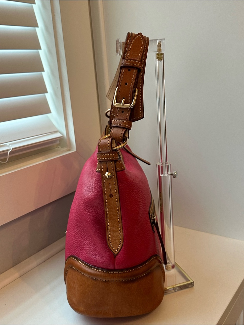 💐 Dooney & Bourke Pink Pebble Grain Leather Hobo Bag - Picture 5 of 16